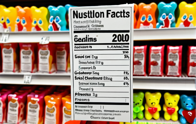 **
A close-up, slightly unsettling photo of a package of gummy bears. The ingredients list on the back is subtly highlighted, focusing on the word "Gelatin." The background is blurred, perhaps showing a brightly colored candy aisle in a grocery store. The overall tone is meant to evoke a sense of unexpected discovery.
**