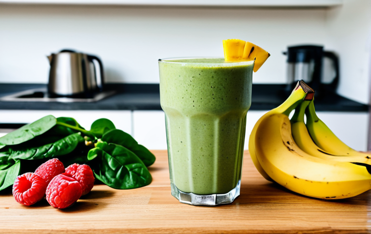 비건 식단에서의 비타민 D 보충 방법 - Fortified Vegan Milk Smoothie**

"A bright and airy kitchen scene. A glass of vibrant green smoothie...