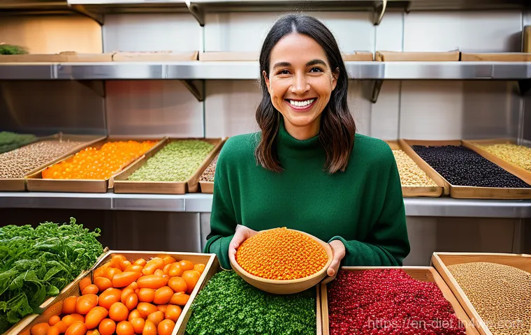 비건 식단의 장기적 효과 분석 - **A Vibrant Plant-Powered Culinary Journey**
    A wide-angle shot of a person, mid-thirties, with a...